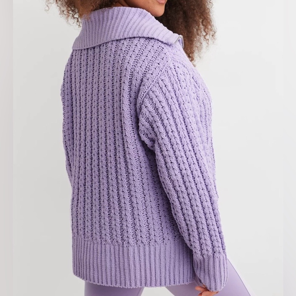 Lavender Open-Knit Half-Zip Sweater - Picture 5 of 6